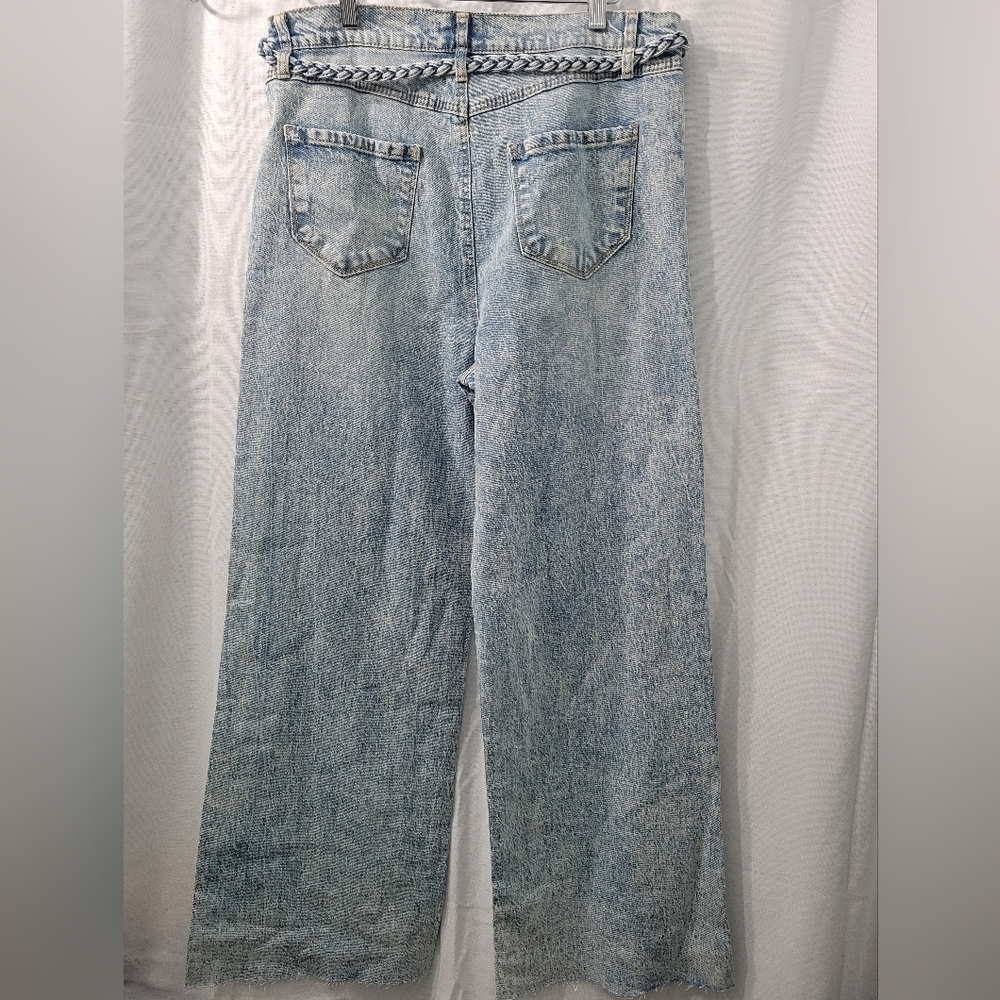 Kensie Jeans For Women's The Carla Hi-Rese Wide Leg Light Blu Braided Belt Sz 12 - Picture 4 of 16
